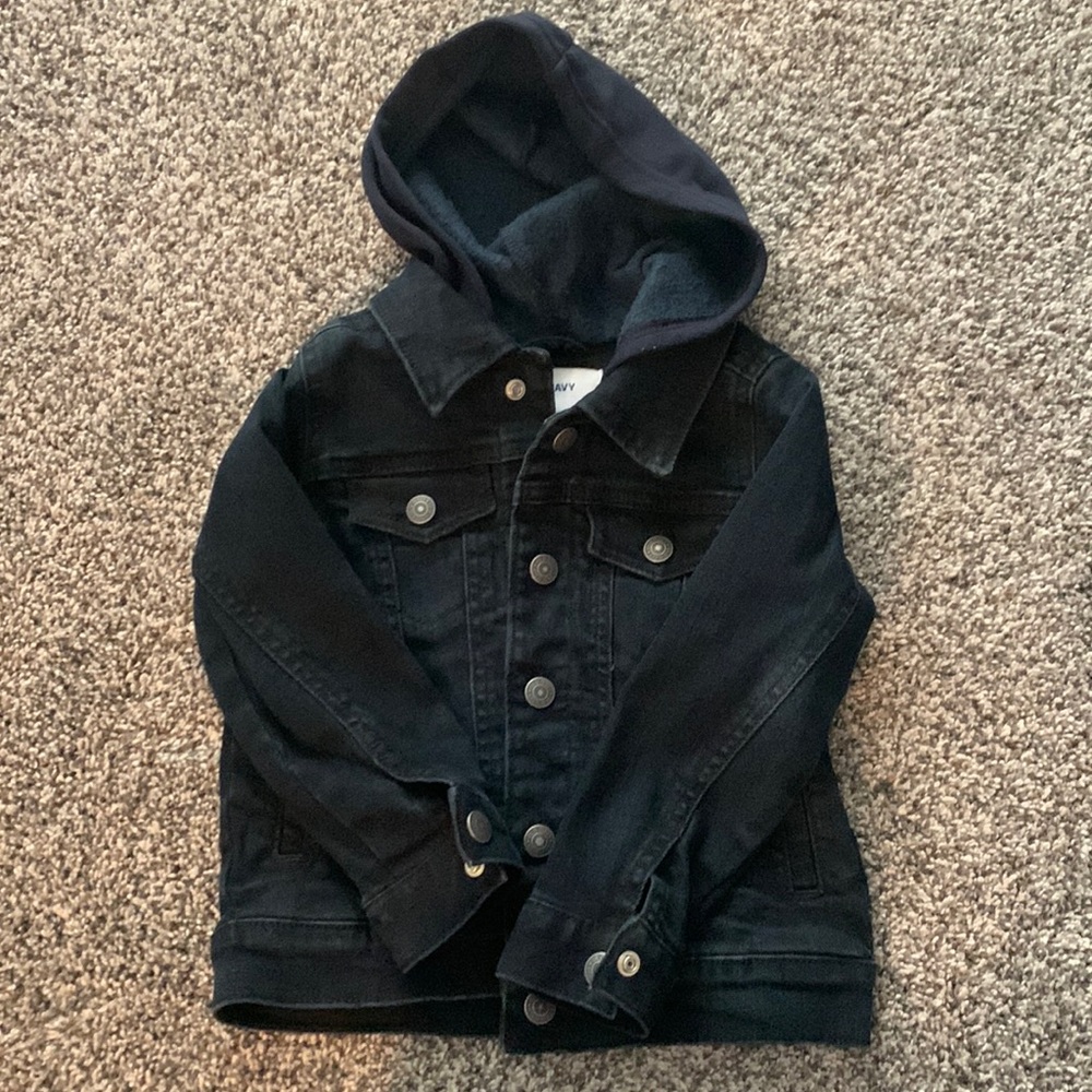 Dark blue hooded denim jacket